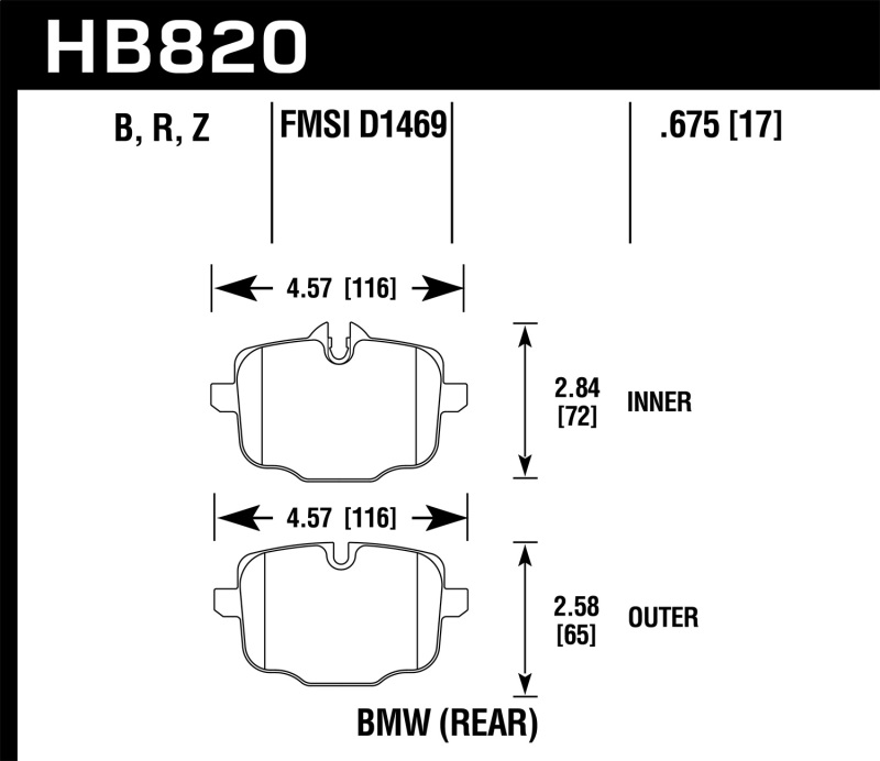 BMW M6 Brake Pads - Rear - Hawk Performance - HPS 5.0 - `12-`17